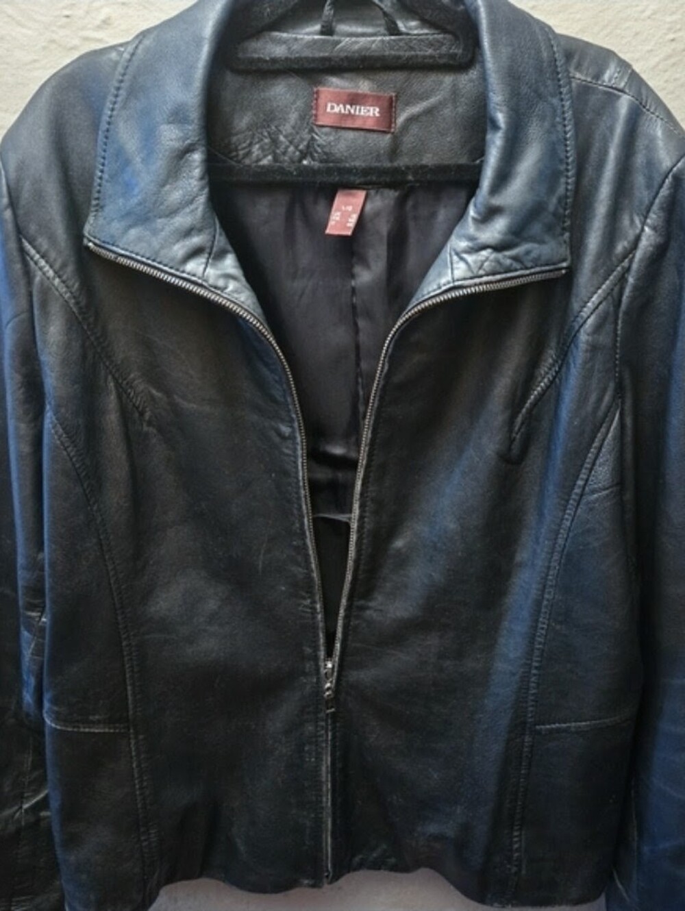 Y2K Danier Black Leather Jacket | Cropped Fitted Moto Zip